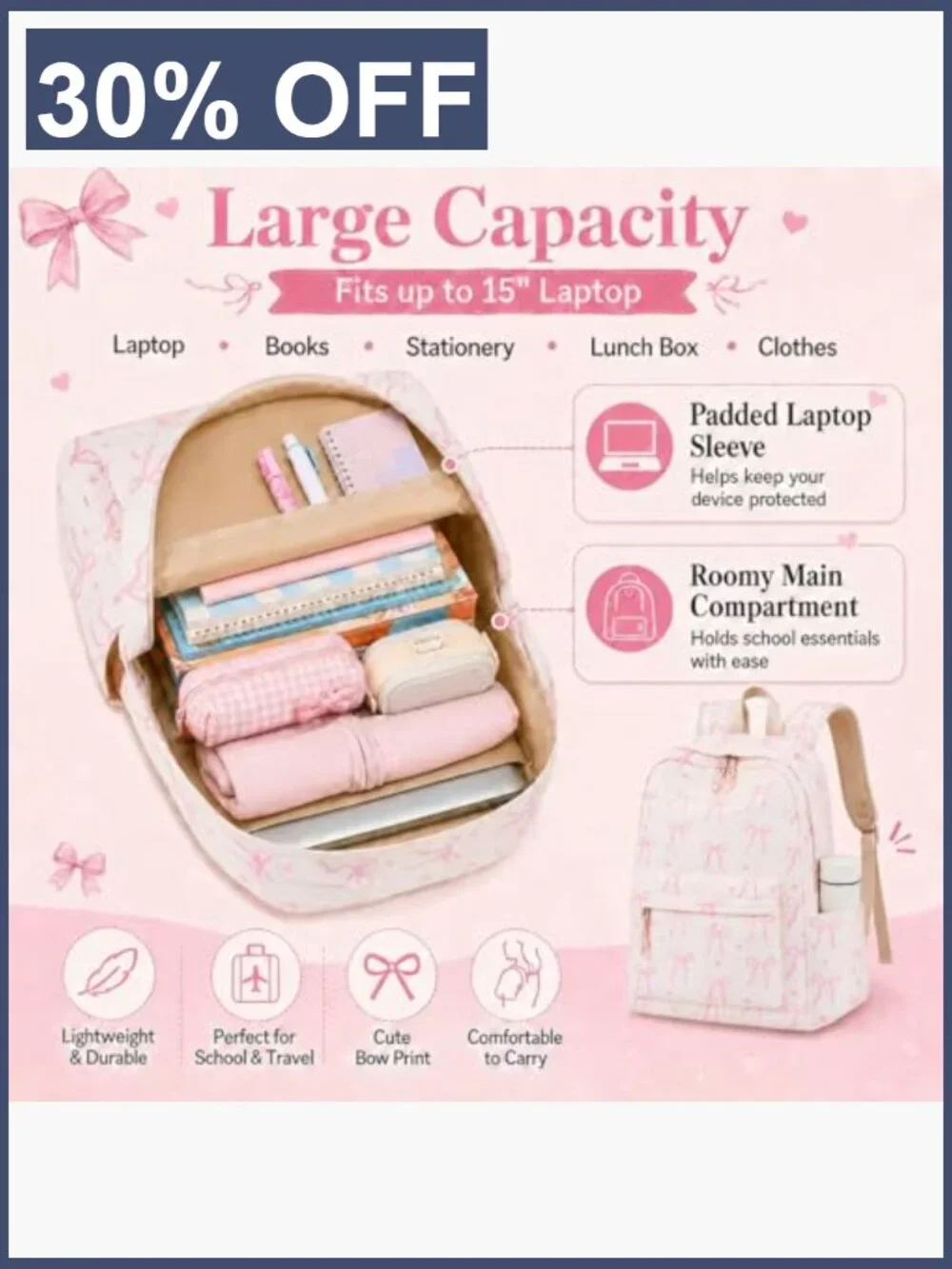 Girls Backpack School Laptop Bookbag Elementary Middle College Women Daypack